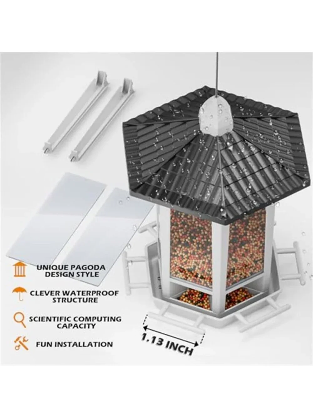 New 2 Pack Bird Feeders for Outdoor Hanging, Retro Pagoda Design Fun